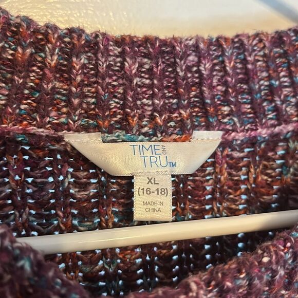 Time & Tru Women’s Burgundy Red Chunky Knit Oversized Pullover Sweater XL 16-18 - Picture 4 of 5